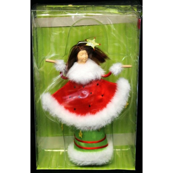 Department 56 Glitter Girls Tree Topper Angel Red Dots Dress Star Brunette Dept - Picture 1 of 10